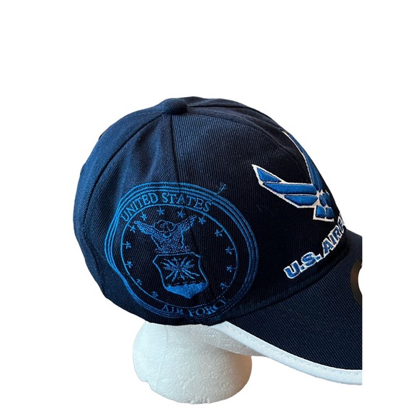 US AIR FORCE LICENSED NAVY BLUE ADJUSTABLE HAT CAP SEAL MILITARY WINGS USAF LOGO - Picture 2 of 6